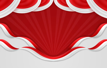 Indonesia Independence Day Background with Realistic Flag