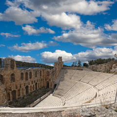 Ancient Odeon of Herodes Atticus theater on Acropolis hill in Athens, Greece