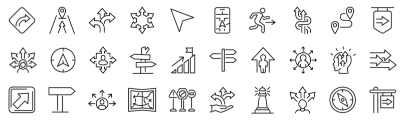  Set of 30 outline icons related to guidance. Linear icon collection. Editable stroke. Vector illustration © SkyLine