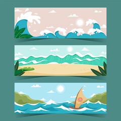 Fototapeta na wymiar Ocean Scenery Banner Template Collection