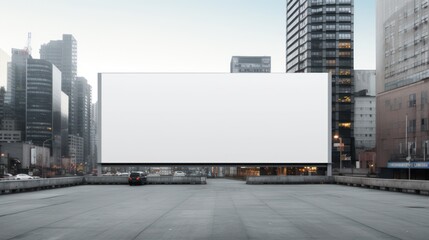 mock up big blank billboard for new advertisement at parking lot, outdoor advertising poster, empty advertise poster at expressway in city, copy Space, advertisement, commercial and marketing concept - obrazy, fototapety, plakaty