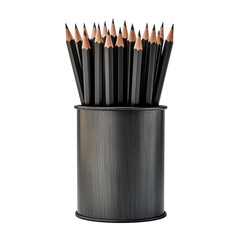 Pencils made of graphite in a metal case isolated on transparent background