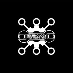 Abstract Initial Logo. White color isolated on Black Background. Technology Branding Logos. Flat Vector Logo Design Template Element icon.