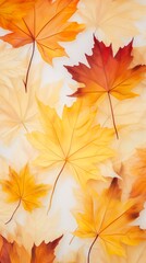 Naklejka na ściany i meble autumn maple leaves on bright textured background with copy space