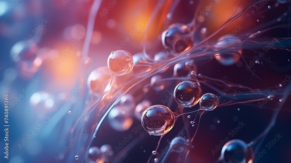 Poster space or planets universe cosmic abstract background. abstract molecule atom sctructure. macro shot 