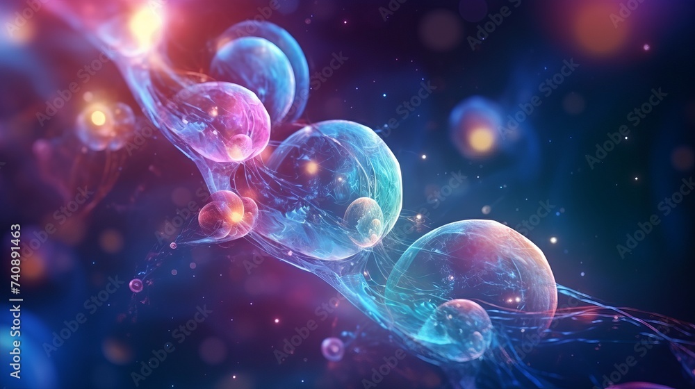 Poster space or planets universe cosmic abstract background. abstract molecule atom sctructure. macro shot 