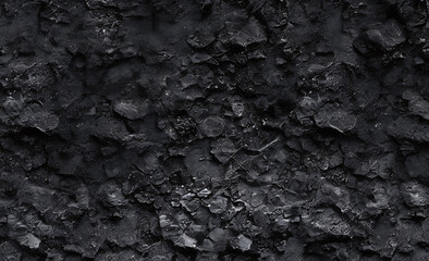 Naklejka premium Black rock background. Dark gray stone texture. Black grunge background. Mountain close-up. Distressed backdrop.