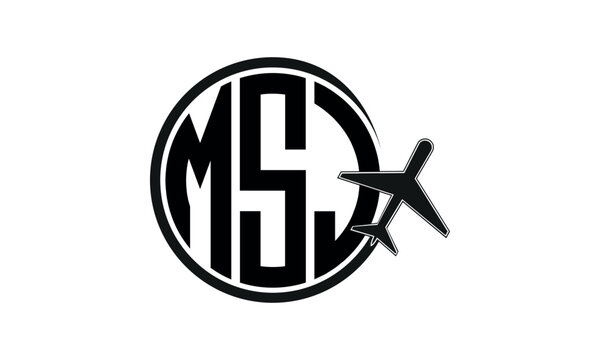 MSJ three initial letter circle tour & travel agency logo design vector template. hajj Umrah agency, abstract, wordmark, business, monogram, minimalist, brand, company, flat, tourism agency, tourist