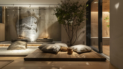Zen Meditation Space with Rock Garden