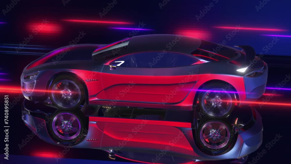 Poster V8 Engine Pistons Are Moving Up And Down. Generating Raw Power. Performance Sports Car And Engines Related 3D Animation.