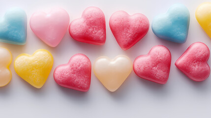 Fototapeta premium Colorful marshmallows, marshmallows copy space