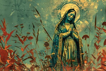 The virgin Mary in the style of american propaganda Generative AI - obrazy, fototapety, plakaty
