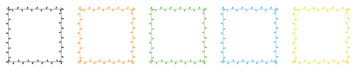 Collection set of floral vintage ornament frame. Retro style deorative border frames set.