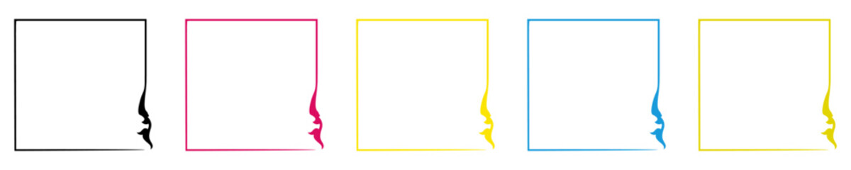 Collection set of vintage ornament frames. Retro style deorative border frames set.