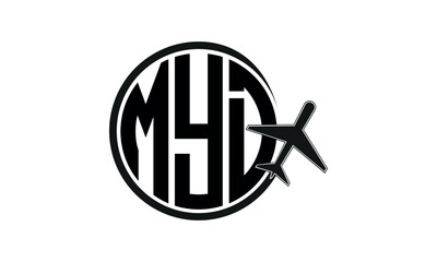 MYD three initial letter circle tour & travel agency logo design vector template. hajj Umrah agency, abstract, wordmark, business, monogram, minimalist, brand, company, flat, tourism agency, tourist - obrazy, fototapety, plakaty