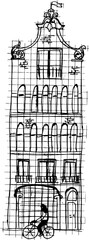 Amsterdam building hand drawn sketch. Original vector illustration 