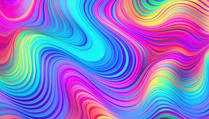 Seamless psychedelic rainbow wavy dopamine map pattern background texture