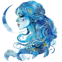  Aquarius zodiac sign isolated on transparent background - Generative AI	