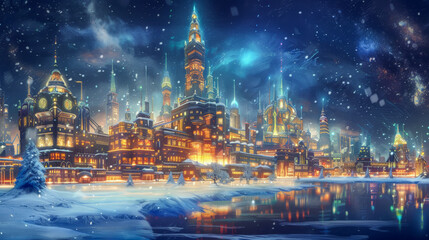 light city fantasy world winter cold