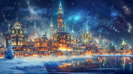Fotobehang light city fantasy world winter cold © WettE