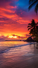 Fototapeta na wymiar Paradise Found: A Hidden Tropical Haven Amidst the Serenity of the Twilight Sky