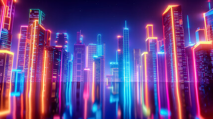 abstract background city with glow lights
