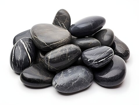 black granite stone on white background generative ai