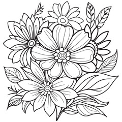 Luxury floral outline drawing coloring book pages line art sketch

