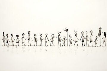 Stick Figures in Child's Pencil Drawing. Concept Art Education, Drawing Techniques, Child's Creativity, Pencil Sketching, Stick Figures