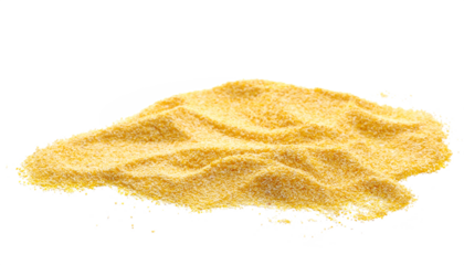 Corn polenta pile, uncooked isolated on white