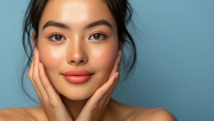 Beauty portrait of young asian woman with clean fresh skin. - obrazy, fototapety, plakaty