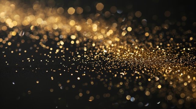 Golden glitter on a black background for luxury designs