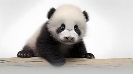 Foto op Plexiglas Panda cub on white background, little panda on white background © Oleksandr
