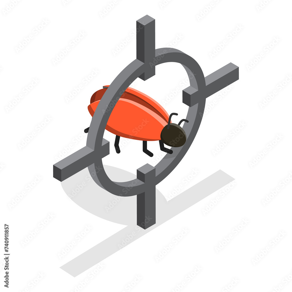 Poster 3d isometric flat set of hacker icons. item 5