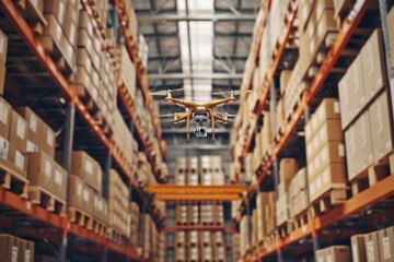 Smart package Drone Delivery machine learning. Box shipping urban planning parcel drone control systems transportation. Logistic tech freight bill mobility carpooling