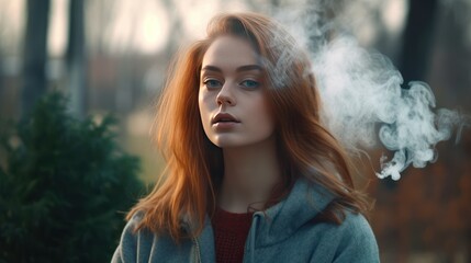 Beautiful Woman Smoking Weed - obrazy, fototapety, plakaty