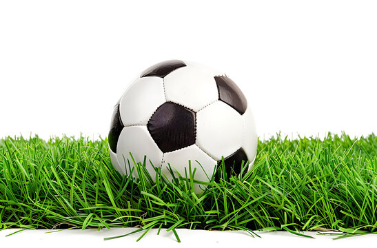 Soccer ball on grass on transparent background PNG