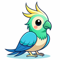 blue and yellow macaw cartoon vector isolated on white background