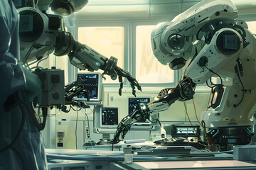 Technology in Medicine - modern robotic arm in surgery