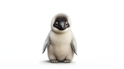 Penguin chick on white background