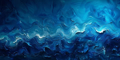 Wandaufkleber Abstract blue ocean waves © toomi123