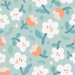 Floral vector seamless pattern. Delicate botanical wallpaper. Re - 740914678