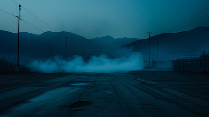a street with a lot of smoke coming out of it - Powered by Adobe