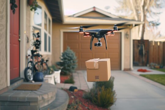 Smart package Drone Delivery iov. Box shipping urbanization public spaces parcel eco friendly delivery transportation. Logistic tech neural networks mobility ai startups
