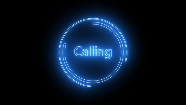 Phone call interface with neon glowing circle animated on a black background.