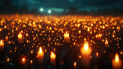 Warm Candle Glow at Twilight Memorial and Solidarity
 - obrazy, fototapety, plakaty