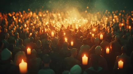 Foto op Plexiglas Peaceful Candlelight Gathering at Dusk Hope and Unity  © Dinaaf