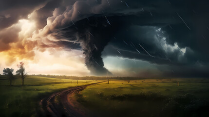 Tornado background, natural disaster concept