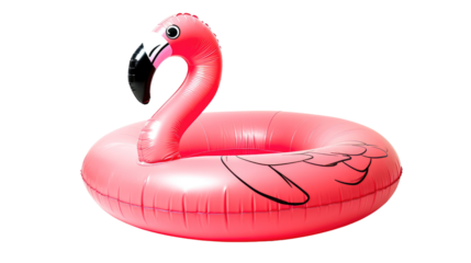 Pink Flamingo Inflatable Pool Float Isolated on Transparent Background