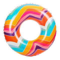 Colorful Inflatable Swimming Ring Isolated on Transparent Background